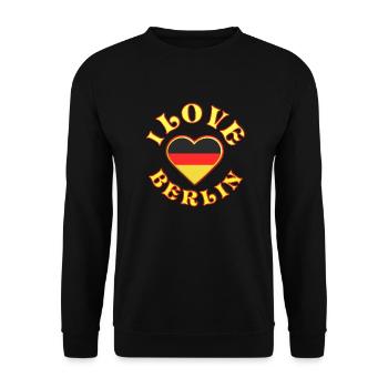 I love Berlin. Deutschland, Schwarz-Rot-Gold - Unisex Pullover - Schwarz - Vorne - Alina (178cm) & Michal (187cm)
