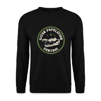 Alligator Hunter Gator Population Control, - Unisex Pullover - Schwarz - Vorne - Alina (178cm) & Michal (187cm)