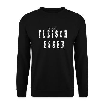 Fruchtfleischesser Vegan Fun Spruch - Unisex Pullover - Schwarz - Vorne - Alina (178cm) & Michal (187cm)