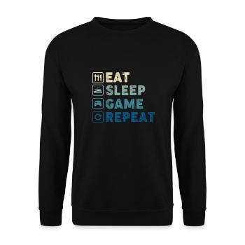 EAT SLEEP GAME REPEAT - Unisex Sweatshirt - black - Front - Alina (178cm) & Michal (187cm)