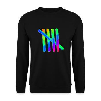 5 | Fünf Striche | Zählen | Symbol | Streifen - Unisex Pullover - Schwarz - Vorne - Alina (178cm) & Michal (187cm)