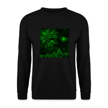 SONNE UND GRÜNE PYRAMIDEN - Unisex Pullover - Schwarz - Vorne - Alina (178cm) & Michal (187cm)
