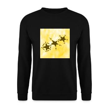 3 STERNE LÄCHELN GELB - Unisex Pullover - Schwarz - Vorne - Alina (178cm) & Michal (187cm)
