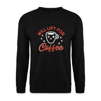 WILL LIFT FOR COFFEE - Unisex Sweatshirt - black - Front - Alina (178cm) & Michal (187cm)