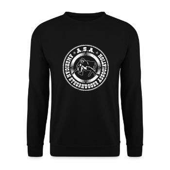 Bulldogging Steerhugger Association, Funny Steer - Unisex Pullover - Schwarz - Vorne - Alina (178cm) & Michal (187cm)