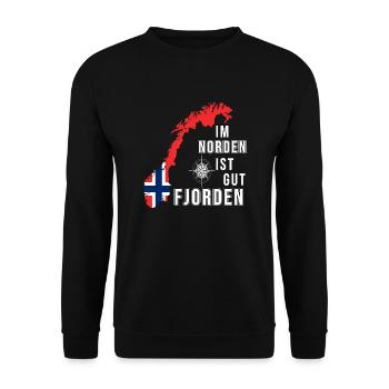 im Norden ist gut Fjorden 2 - Unisex Pullover - Schwarz - Vorne - Alina (178cm) & Michal (187cm)