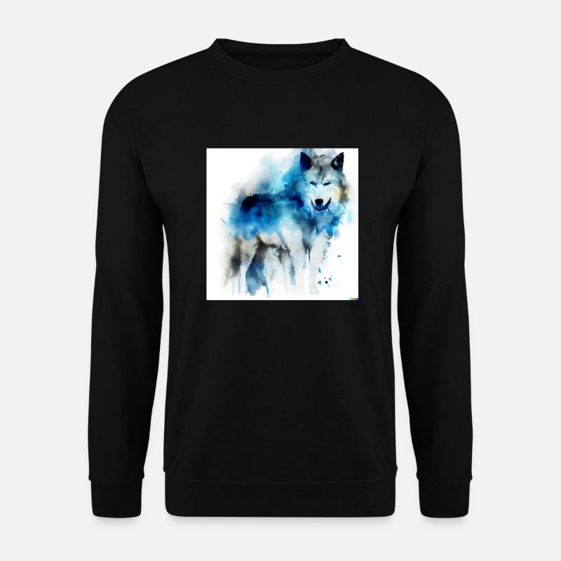 Aquarell Wolf - Unisex Pullover - Schwarz