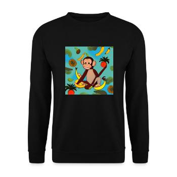 Fruit Frenzy Monkey - Unisex Sweatshirt - black - Front - Alina (178cm) & Michal (187cm)