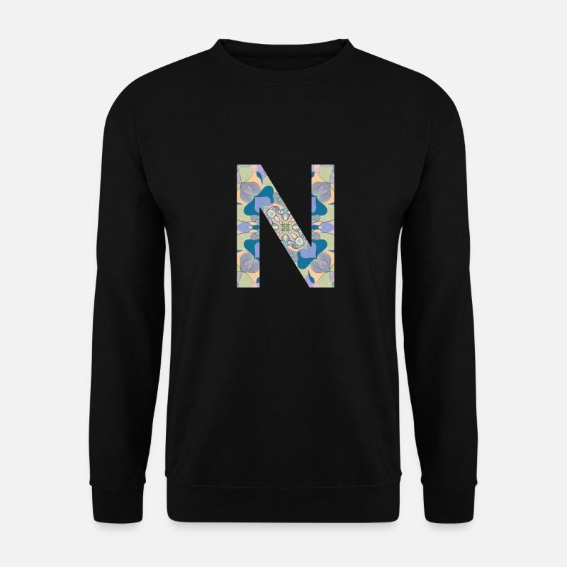 Buchstabe N im Mandala - Unisex Pullover - Schwarz