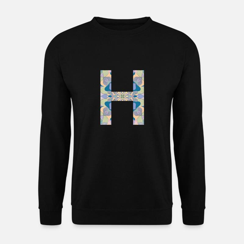 Buchstabe H im Mandala - Unisex Pullover - Schwarz