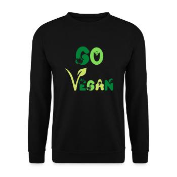 Go Vegan Veganer Veganerin Pro Veggie Green Color - Sweat-shirt Unisexe - noir - Devant - Alina (178cm) & Michal (187cm)