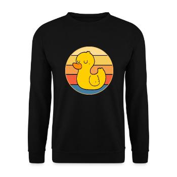 Niedliche Ente Vintage Retro Sonnenuntergang Tierliebhaber Design - Unisex Pullover - Schwarz - Vorne - Alina (178cm) & Michal (187cm)