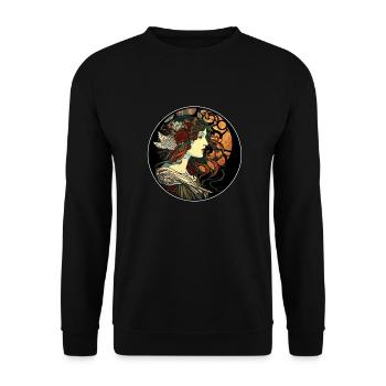 Mystischer Frauen-Jugendstil-Weg - Unisex Pullover - Schwarz - Vorne - Alina (178cm) & Michal (187cm)