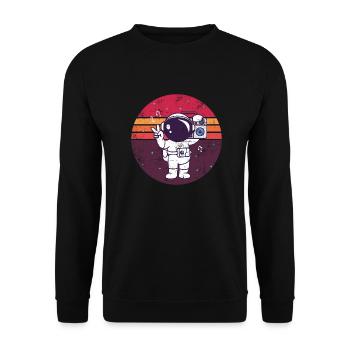 Musik Astronaut Vintage - Unisex Pullover - Schwarz - Vorne - Alina (178cm) & Michal (187cm)
