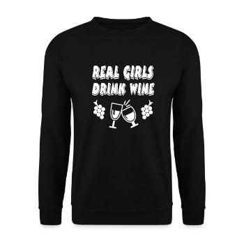 Wein - Unisex Pullover - Schwarz - Vorne - Alina (178cm) & Michal (187cm)