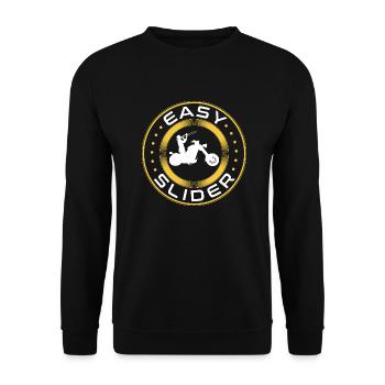 Trombone Player Biker Easy Slider Funny Trombonist - Unisex Pullover - Schwarz - Vorne - Alina (178cm) & Michal (187cm)