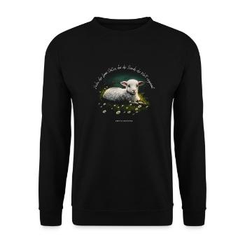 Vêtements chrétiens - Jésus, Agneau de Dieu La religion - Sweat-shirt Unisexe - noir - Devant - Alina (178cm) & Michal (187cm)