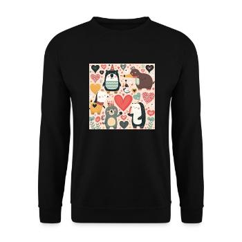 Cartoon Love - Unisex Sweatshirt - black - Front - Alina (178cm) & Michal (187cm)