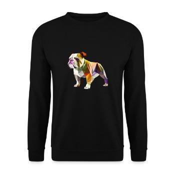 Origami Geometrie Bulldog bunt modern arty - Unisex Pullover - Schwarz - Vorne - Alina (178cm) & Michal (187cm)