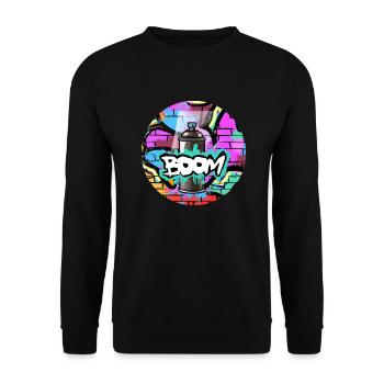 Grafitti Boom spray can - Unisex Sweatshirt - black - Front - Alina (178cm) & Michal (187cm)