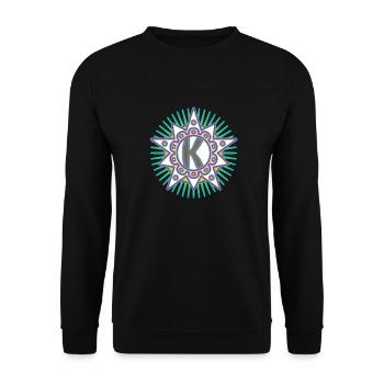 Sterne mit Buchstabe K . Dein Wort - Dein Gedanke - Unisex Pullover - Schwarz - Vorne - Alina (178cm) & Michal (187cm)