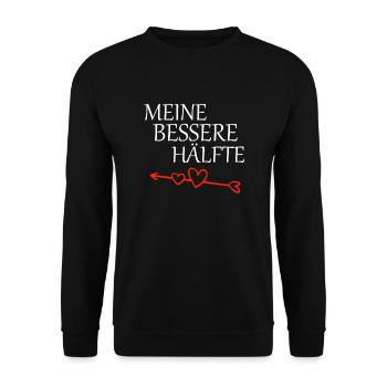 Partnershirt meine bessere Hälfte - Unisex Pullover - Schwarz - Vorne - Alina (178cm) & Michal (187cm)