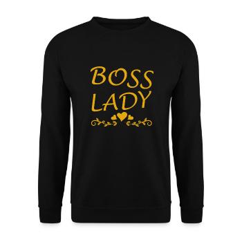 Boss Queen Geschenk Frauen Mädels Lady - Unisex Pullover - Schwarz - Vorne - Alina (178cm) & Michal (187cm)