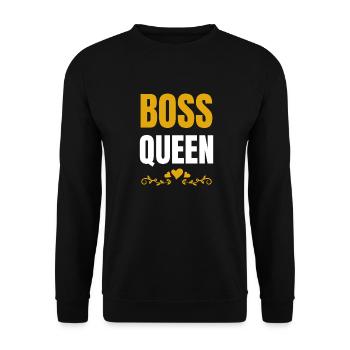 Boss Queen Lady Damen Geschenk - Unisex Pullover - Schwarz - Vorne - Alina (178cm) & Michal (187cm)
