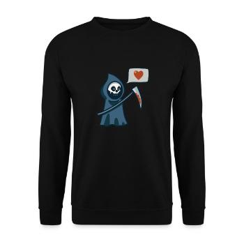 CUTE REAPER HEART - Unisex Pullover - Schwarz - Vorne - Alina (178cm) & Michal (187cm)