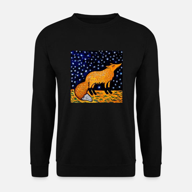 Fuchs unter einem Sternenhimmel - Unisex Pullover - Schwarz