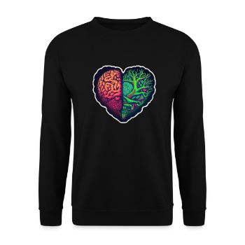 Le cerveau et le cœur ont fusionné - Sweat-shirt Unisexe - noir - Devant - Alina (178cm) & Michal (187cm)