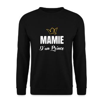 mamie d'un prince - Sweat-shirt Unisexe - noir - Devant - Alina (178cm) & Michal (187cm)