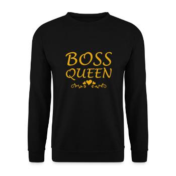Boss Queen Lady Ladies Cadeau - Sweat-shirt Unisexe - noir - Devant - Alina (178cm) & Michal (187cm)