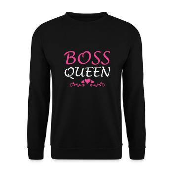 Boss Queen Lady Ladies Cadeau - Sweat-shirt Unisexe - noir - Devant - Alina (178cm) & Michal (187cm)