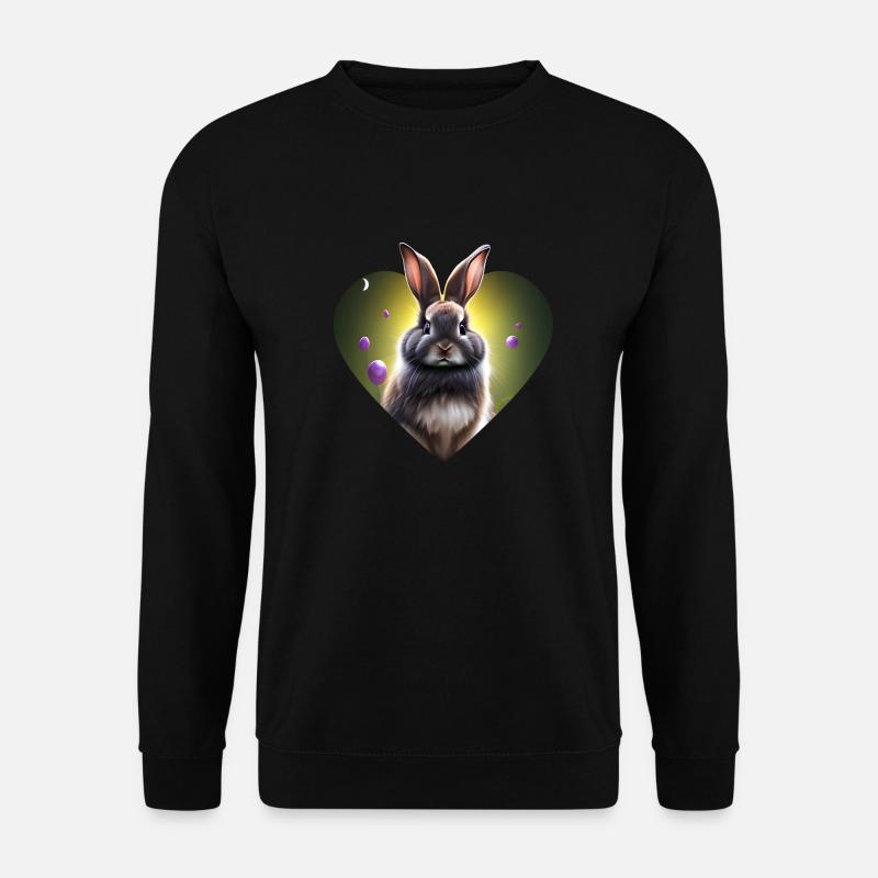süßer Hase mit Luftballons im Herz - Unisex Pullover - Schwarz