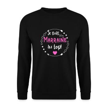 Je suis une marraine au top - Sweat-shirt Unisexe - noir - Devant - Alina (178cm) & Michal (187cm)