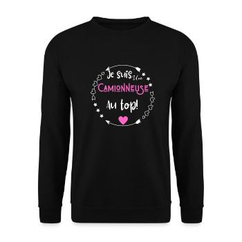 Je suis une camionneuse au top - Sweat-shirt Unisexe - noir - Devant - Alina (178cm) & Michal (187cm)
