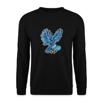 Ikonischer Adler im Comic-Style - KI Kunst - Unisex Pullover - Schwarz - Vorne - Alina (178cm) & Michal (187cm)