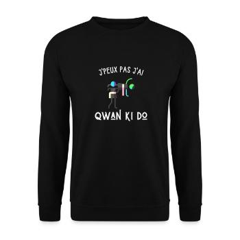 je peux pas j'ai qwan ki do - Sweat-shirt Unisexe - noir - Devant - Alina (178cm) & Michal (187cm)