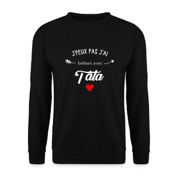 j'peux pas j'ai bêtises avec tata - Sweat-shirt Unisexe - noir - Devant - Alina (178cm) & Michal (187cm)