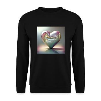 Pastellfarbenes Metallherz - Unisex Pullover - Schwarz - Vorne - Alina (178cm) & Michal (187cm)