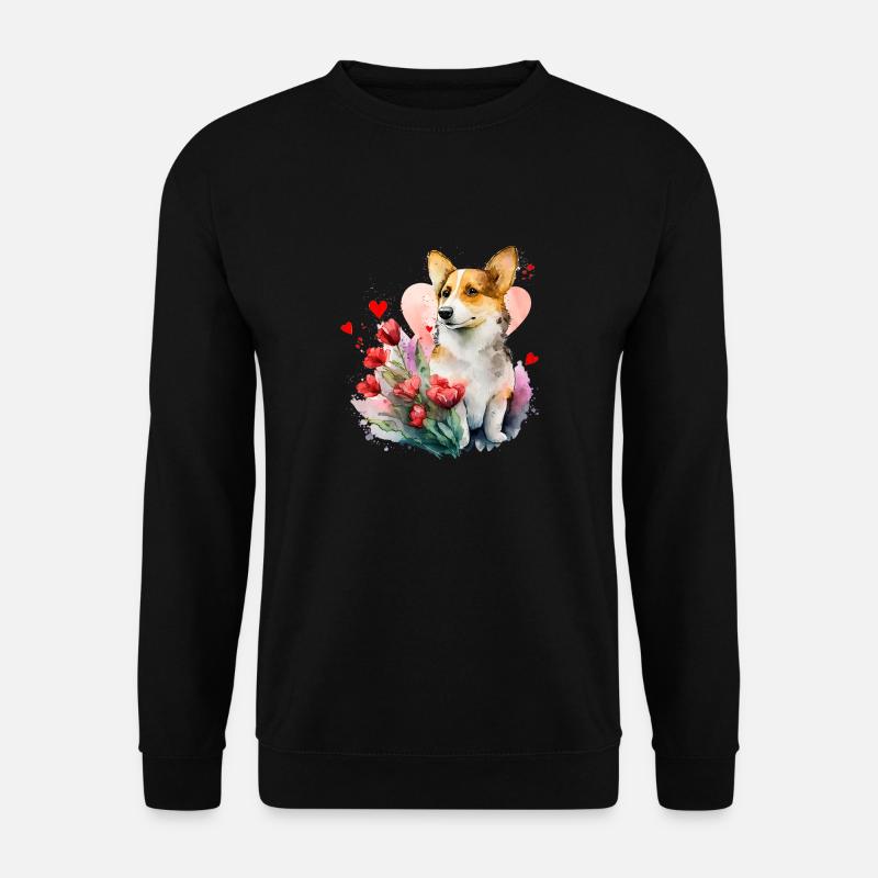 Valentinstags-Corgi - Unisex Pullover - Schwarz