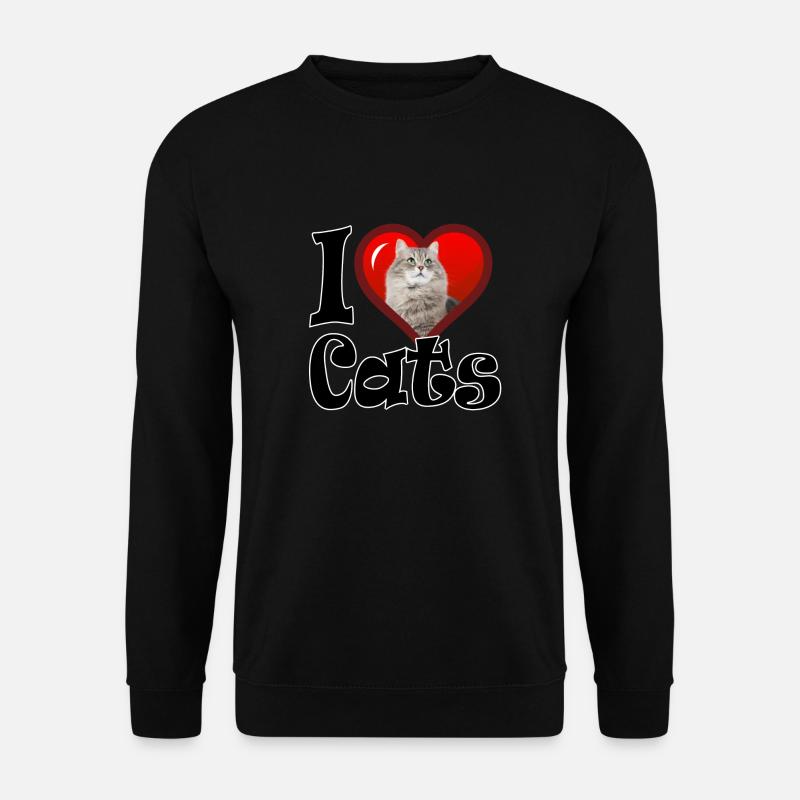 Ich liebe Katzen - Unisex Pullover - Schwarz