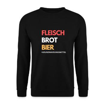 Fleisch/Brot/Bier sind Grundnahrungsmittel - Unisex Pullover - Schwarz - Vorne - Alina (178cm) & Michal (187cm)