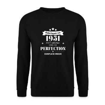 fabriqué en 1951 - Sweat-shirt Unisexe - noir - Devant - Alina (178cm) & Michal (187cm)