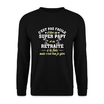 Homme Super papy retraité humour retraite homme - Sweat-shirt Unisexe - noir - Devant - Alina (178cm) & Michal (187cm)