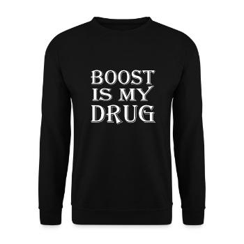 Boost is my Drug Auto Tuning Leidenschaft Geschenk - Unisex Pullover - Schwarz - Vorne - Alina (178cm) & Michal (187cm)