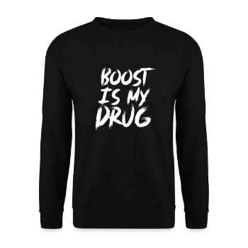 Boost is my Drug Auto Tuning Leidenschaft Geschenk - Unisex Pullover - Schwarz - Vorne - Alina (178cm) & Michal (187cm)