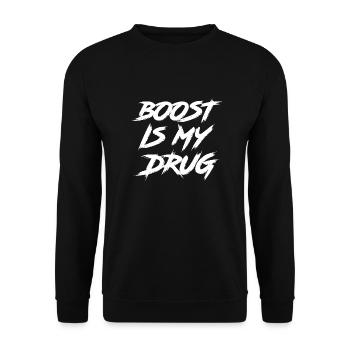 Boost is my Drug Auto Tuning Leidenschaft Geschenk - Unisex Pullover - Schwarz - Vorne - Alina (178cm) & Michal (187cm)