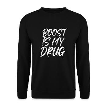 Boost is my Drug Auto Tuning Leidenschaft Geschenk - Unisex Pullover - Schwarz - Vorne - Alina (178cm) & Michal (187cm)